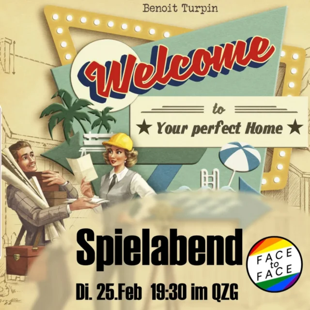 🎲 Spieleabend
🗓 Di. 25.Feb - 19:30 | 📍 QZG, Hospitalstraße 20

Der Spieleabend von Face to Face im Queeren Zentrum!
Wie Sie sicher in den vergangenen Wochen und Monaten schon gehört haben, hat der Stadtrat von Stadt San Francisco einen Wettbewerb zur Planung des neuen Wohngebiets ausgeschrieben. Der Krieg ist vorüber, die Wirtschaft nimmt Fahrt auf und viele Familien lassen sich in der Region nieder – wofür selbstredend attraktiver Wohnraum benötigt wird. Um hierfür zu sorgen, startet nun die Einreichungsphase für Baukonzepte, die durch alle interessierten Architekten am kommenden Di., 25.02., um 19:30h im Queeren Zentrum (Hospitalstraße 20, 37073 Göttingen) vorgestellt und dann durch den Stadtrat bewertet werden. Wir bitten um rege Beteiligung, um unsere Mitbürger möglichst bald und mit großem Stolz mit den Worten "Welcome to..." in der Siedlung empfangen zu können!

ENGLISH:
Games night
As you have probably heard over the past weeks and months, the Board of Supervisors of San Francisco has announced a competition for the planning of a new residential area. The war is over, the economy is picking up speed and many families are settling in the region - which of course requires attractive living space. In order to ensure this, the submission phase for building concepts is now starting, which will be presented by all interested architects next Tuesday, February 25, at 7:30 pm in the Queer Center (Hospitalstraße 20, 37073 Göttingen) and then evaluated by the Board of Supervisors. We ask for active participation so that we can welcome our fellow citizens to the estate as soon as possible and with great pride with the words “Welcome to...”!

#gay #schwul #göttingen #instagay #face2face #goettingen #gaygoettingen #pride #lgbtq #gayman #gaymen #loveislove #queer #gaylove #follow #like #bisexual #schwul #activities #brettspiel #tabletop #game #spiel