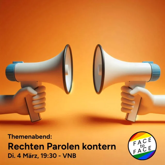 Themenabend - Rechten Parolen kontern
🗓 Di. 04.Mrz - 19:30 | 📍 VNB, Nikolaistraße 1c

Wir lernen Möglichkeiten rechten und Queer-feindlichen Argumenten entgegenzutreten und trainieren unsere Diskussionsfähigkeiten.

ENGLISH:
How to counter right-wing ideology
We learn ways to counter right-wing and anti-queer arguments and train our discussion skills.

#gay #schwul #göttingen #instagay #face2face #goettingen #gaygoettingen #pride #lgbtq #gayman #gaymen #loveislove #queer #gaylove #follow #like #bisexual #schwul #activities